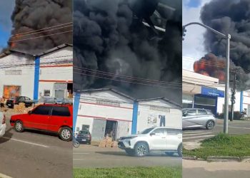 Incêndio em depósito na Grande São Luís é controlado, mas bombeiros seguem no local